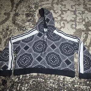 Adidas kaleidoscope bandanna oversized cropped hoodie pullover sweatshirt L 18